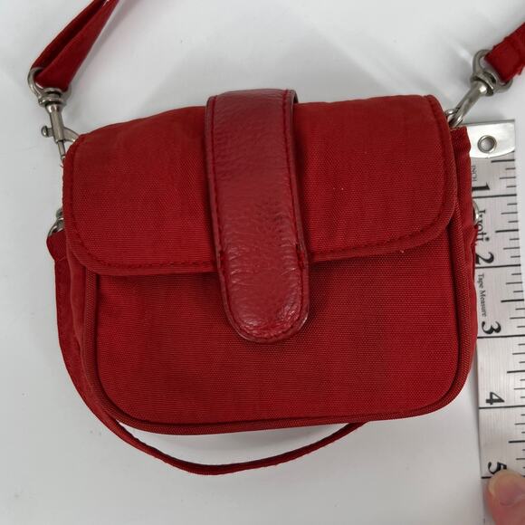 Baggallini Mini Crossbody Bag Wallet  Red Orange Convertible Wristlet Micro 5x4 - Picture 4 of 11